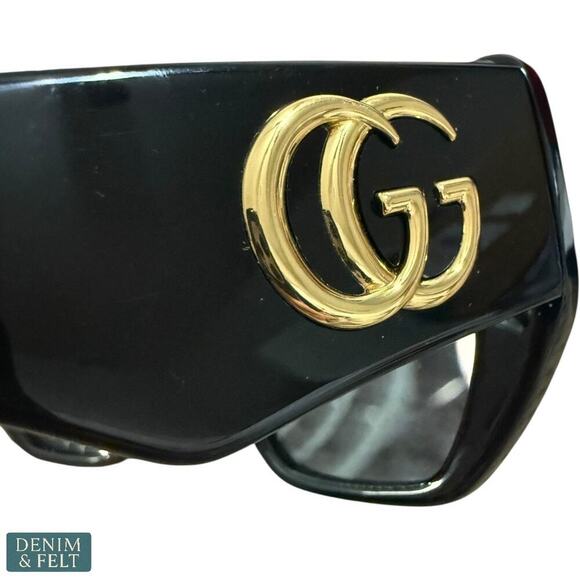 GUCCI GG0956S Rectangle Sunglasses Black/Gold Frame Grey Lens 54-19 Italy NEW - Picture 10 of 16
